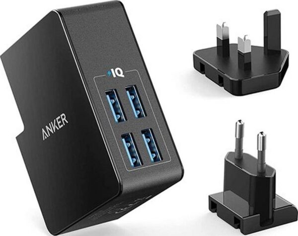 Anker PowerPort 4 Lite Interchangeable EU and UK Plugs