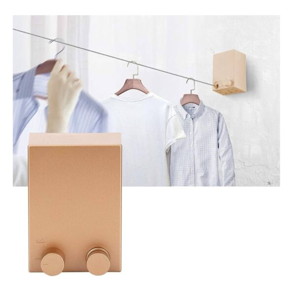 Japanese Clothesline With Adjustable Stainless Steel Rope gold colur