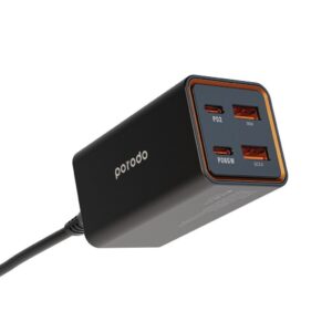 Porodo 4 Ports GaN Desktop Charger PD 65W