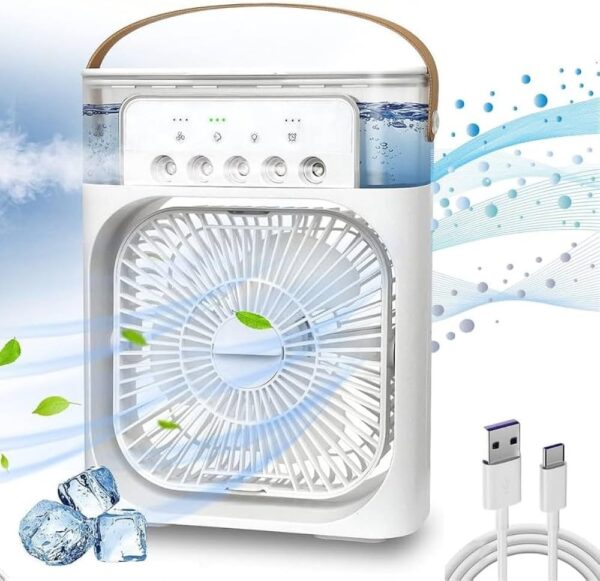 Portable Mini Water Air Cooler Table Fan White
