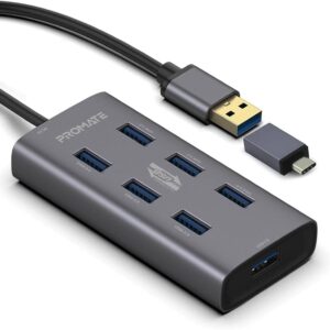 Promate Aluminium Alloy Powered USB Hub